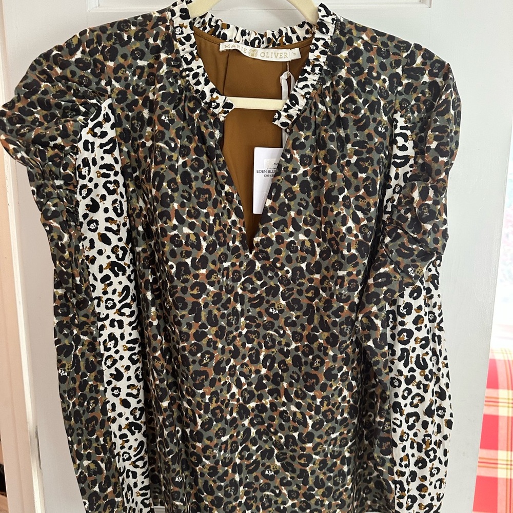 Marie Oliver Eden Blouse in Forest Cheeta